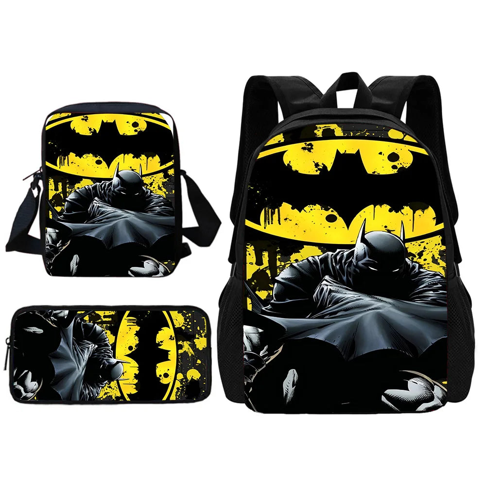 Super Hero B-BatmanS LOGO Child School Backpack With Shoulder Bag Pencil Bags School Bags for Boys Girls Best Gift-TZ-198HJJ9A4-