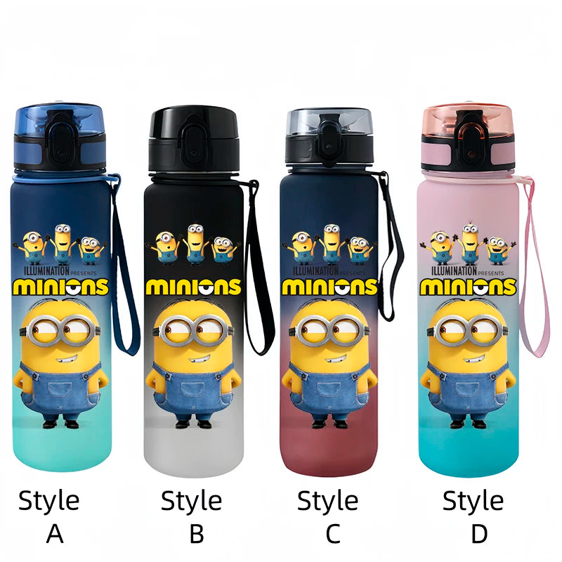 Despicable Me Minions Sports Water Bottle - 650ML Large Capacity Plastic Bottle for Outdoor Activities-xh9-Style A-