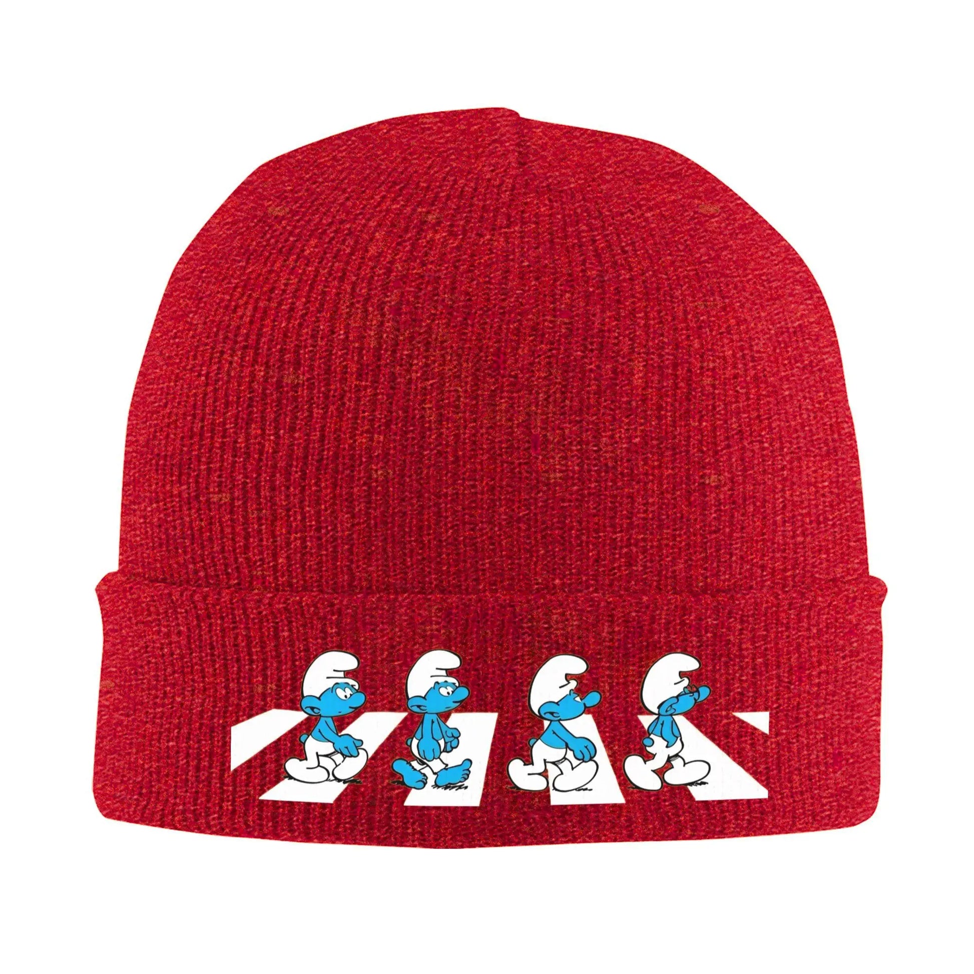 The Smurfs 90s Cartoon Beanie Hat - Warm Acrylic Knit Cap for Men Women, Retro Anime Winter Fashion Streetwear-Red-One Size-