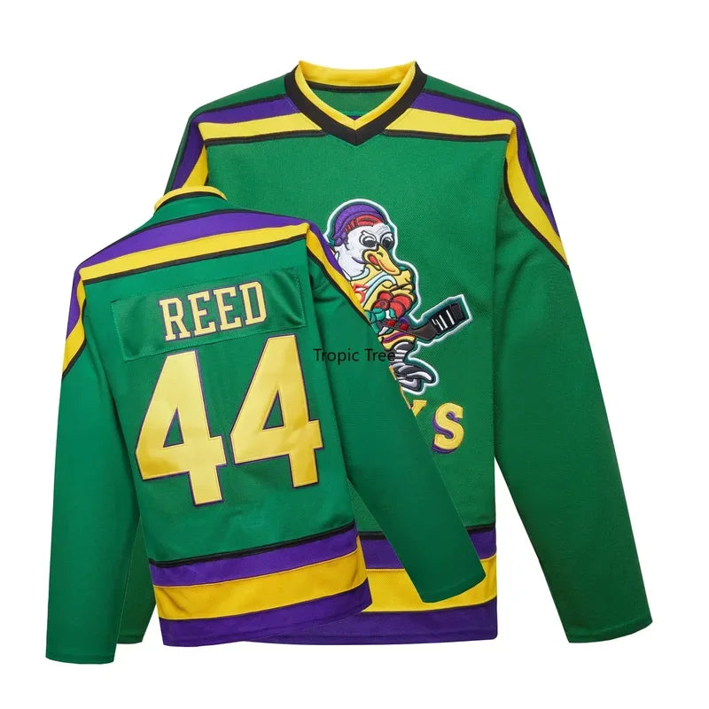 Mighty Ducks Jersey - Charlie Conway #96 - Adam Banks #99 Ice Hockey Retro Sweater-44 Reed Green-XL-