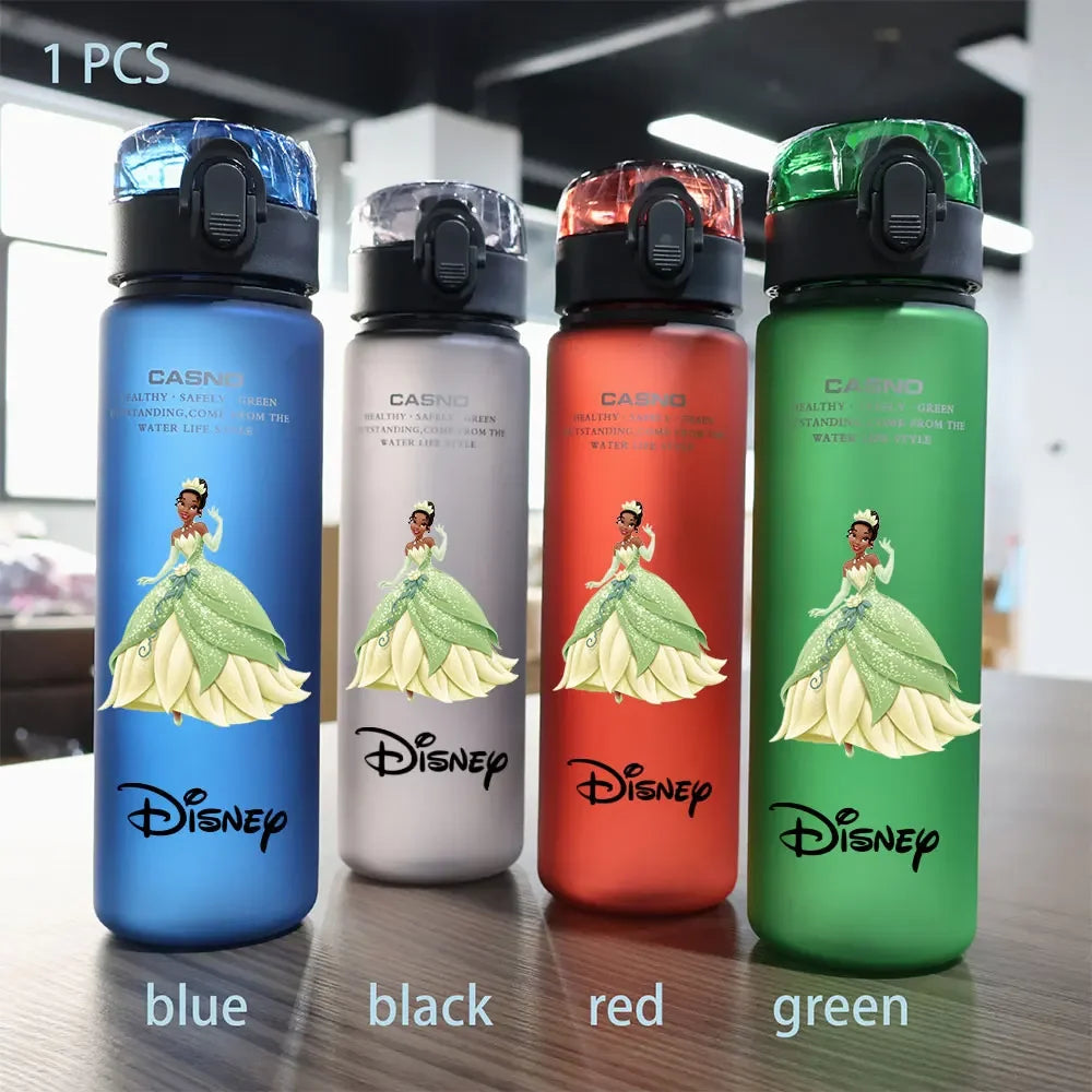 Disney Princess Plastic Water Cup - 560ML Portable Elsa and Snow White Cartoon Girls Drinking Bottle-gz-14-Only Green bottle-