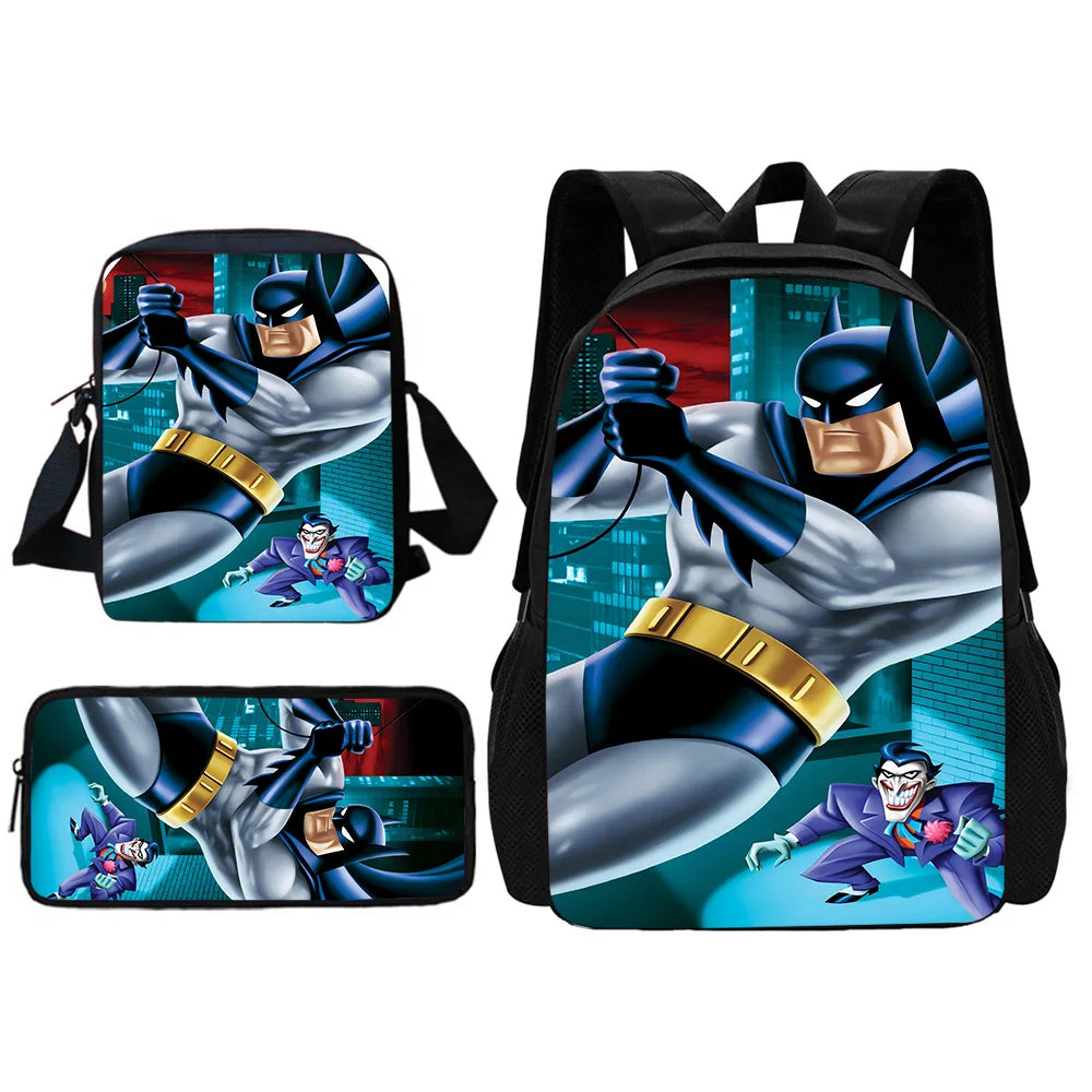 Super Hero B-BatmanS LOGO Child School Backpack With Shoulder Bag Pencil Bags School Bags for Boys Girls Best Gift-TZ-198HJJ9A8-