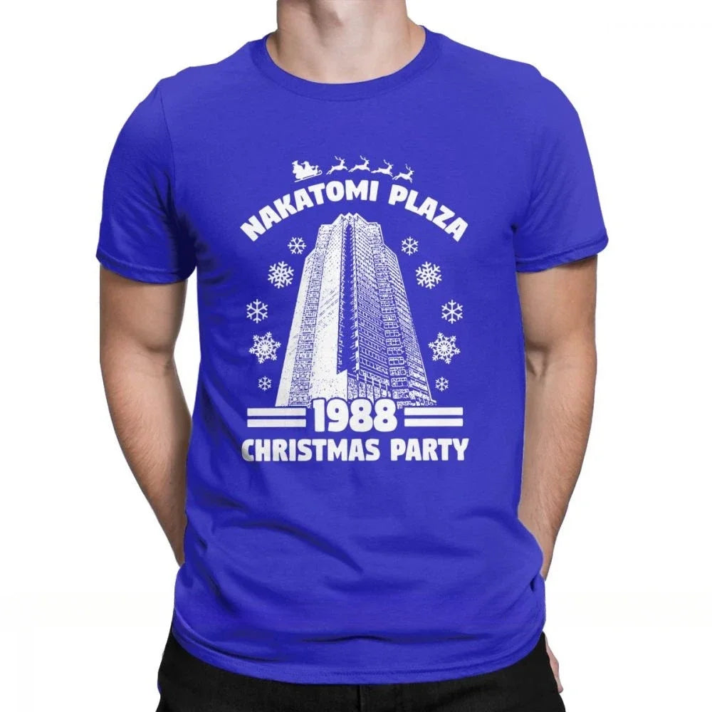 Men's T-Shirt - Nakatomi Plaza - Funny Die Hard Christmas - Party 1988 Tee Shirt - O Neck Cotton Clothes - S-5XL Short Sleeve - New Arrival-AT-03-XXXL-