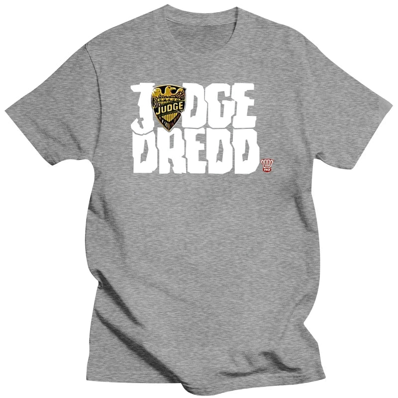 Judge Dredd Logo T-Shirt - Fashion Black Cotton Tee in Unisex Sizes S-3XL-grey-XXXL-