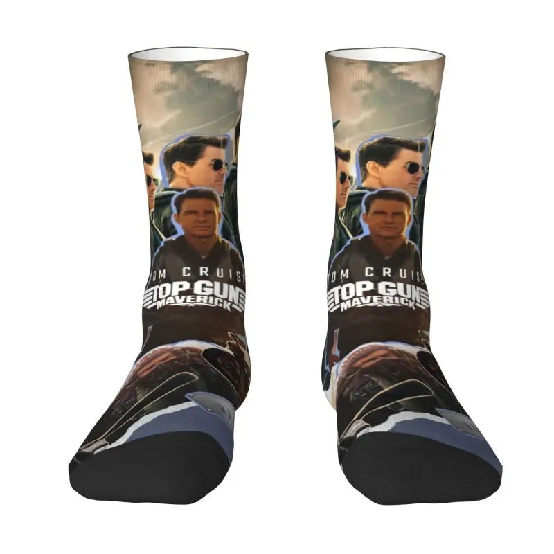 Top Gun Maverick Crew Socks - Men & Women Unisex American Action - Tom Cruise Movie Dress Socks for All Seasons-22-Fashion Socks-