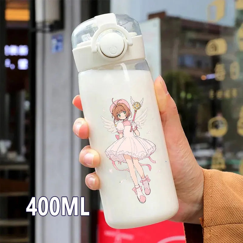 Cardcaptor Sakura Straw Water Bottle - 400ML/600ML Transparent Plastic Anti-Drop Cup for Students and Kids-4-1-