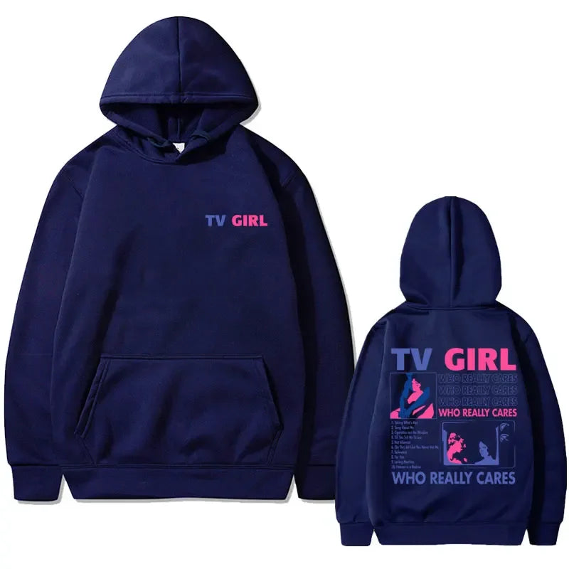 French Exit Hoodie - TV Girl Album Print - Oversized Gothic Sweatshirts for Men or Women-Navy Blue-XXXL-