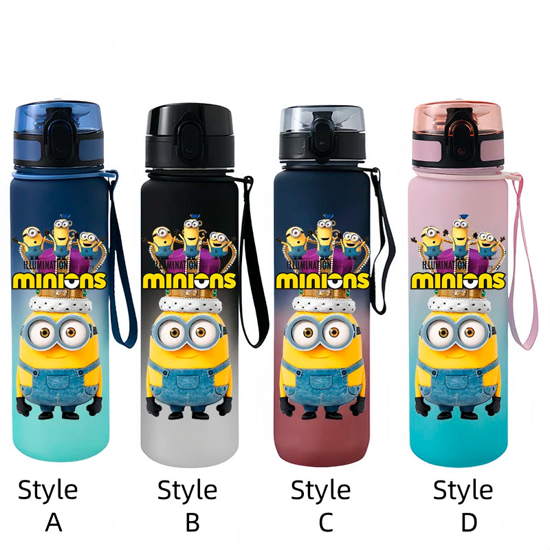 Despicable Me Minions Sports Water Bottle - 650ML Large Capacity Plastic Bottle for Outdoor Activities-xh2-Style A-