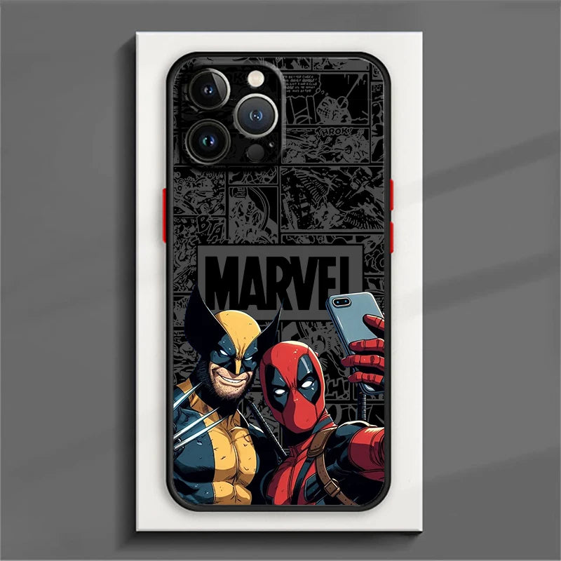 Marvel Comic Deadpool Wolverine Case for iPhone 15 14 13 12 11 - Frosted Translucent Cover-iPhone 12-FA9903HES-