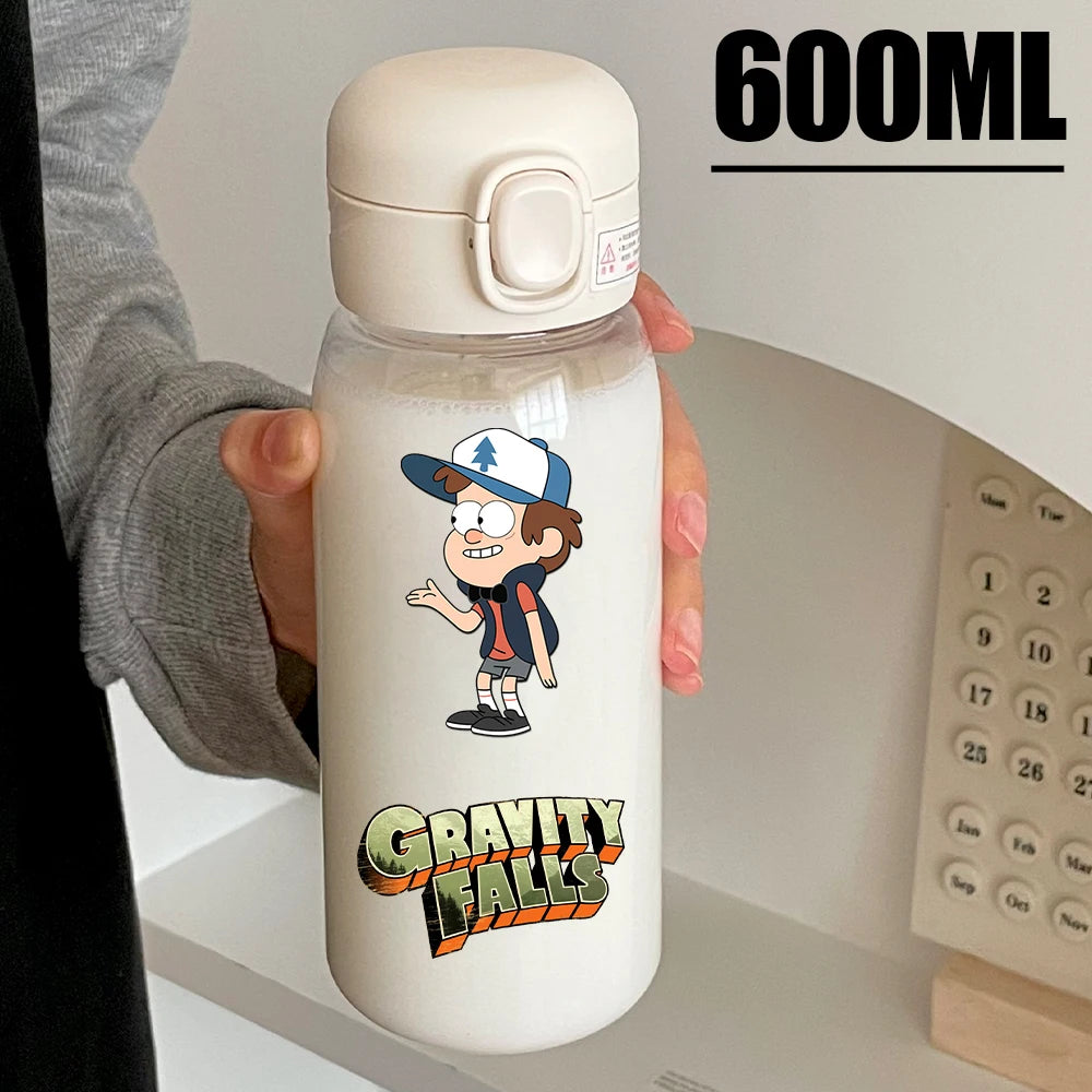 Disney Gravity Falls Water Bottle - 600ML Leak-Resistant Portable Drinking Cup - Transparent PC Design Featuring Dipper and Mabel-GDXZ-2-600ml-