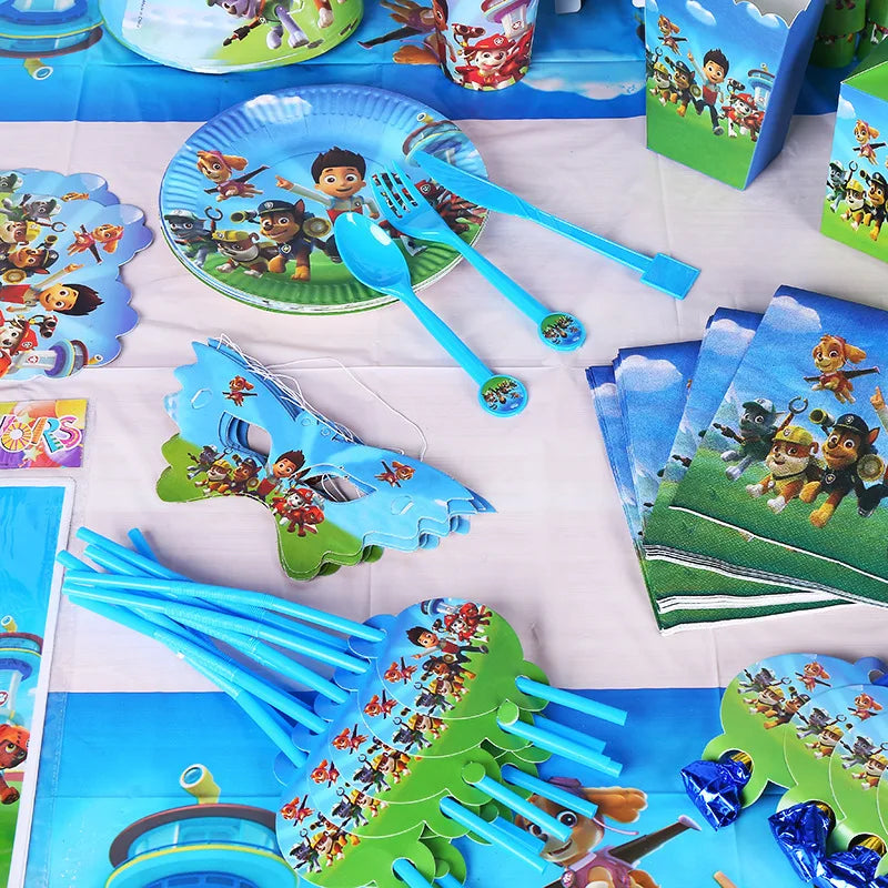 Paw Patrol Birthday Party Decorations Tableware Supplies Balloons Paper Party Plate Cup Napinks Gift Bag Baby Shower Kids Happy-