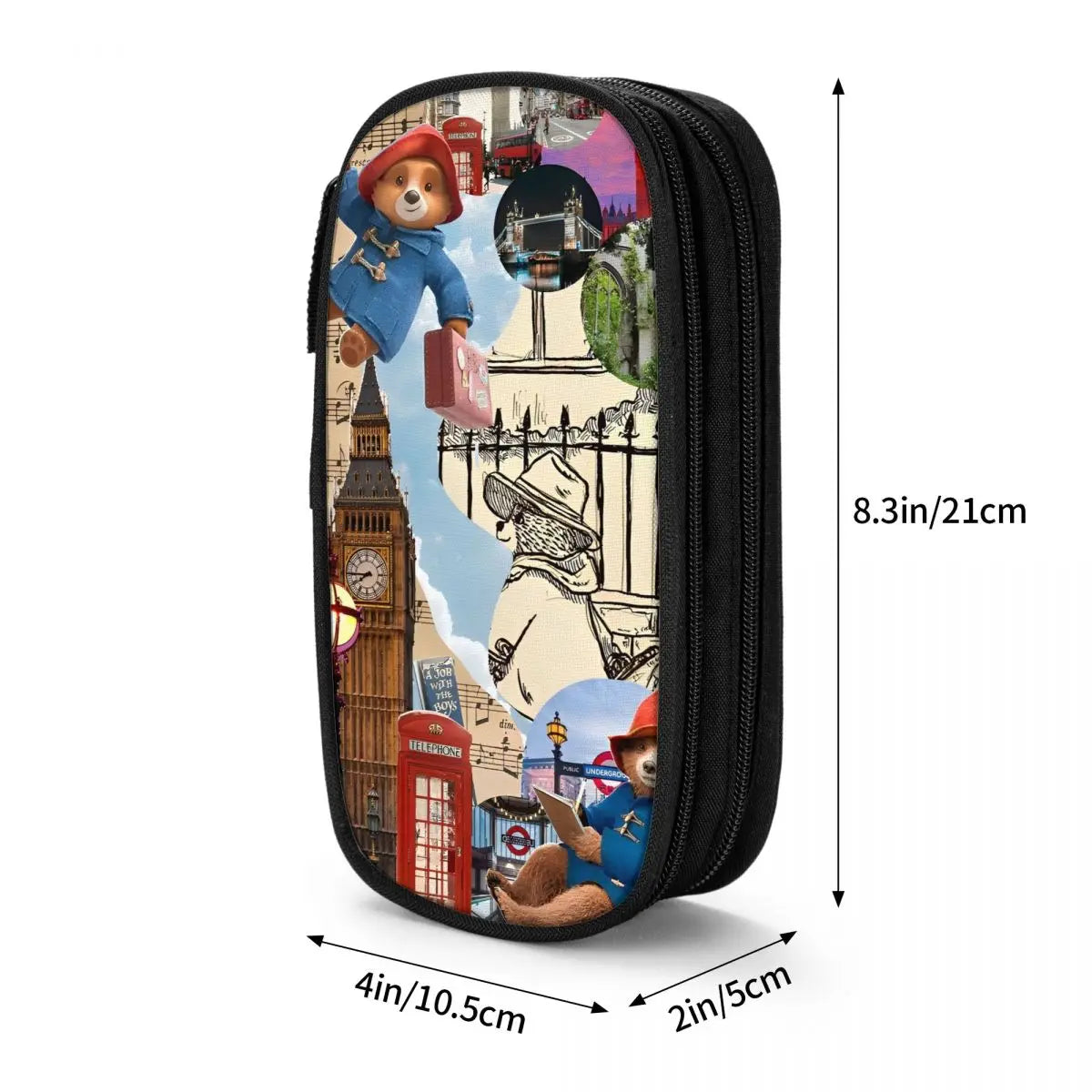 Britain Paddington Brown Bear Pencil Case - Classic Cute Movie Cartoon Pen Holder Bag Student Large Storage School Gift Pencil Box-As Shown-