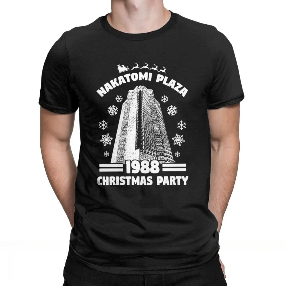 Men's T-Shirt - Nakatomi Plaza - Funny Die Hard Christmas - Party 1988 Tee Shirt - O Neck Cotton Clothes - S-5XL Short Sleeve - New Arrival-AT-01-XXXL-