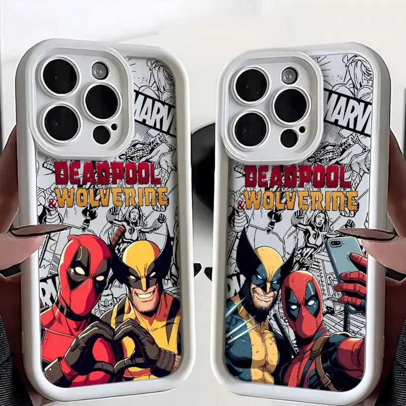 Marvel Deadpool Wolverine Case for iPhone 11 15 Pro Max 14 - Shockproof Protective Silicone Cover-