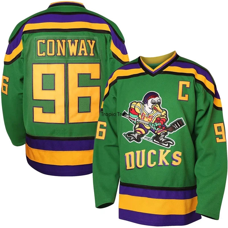 Mighty Ducks Jersey - Charlie Conway #96 - Adam Banks #99 Ice Hockey Retro Sweater-