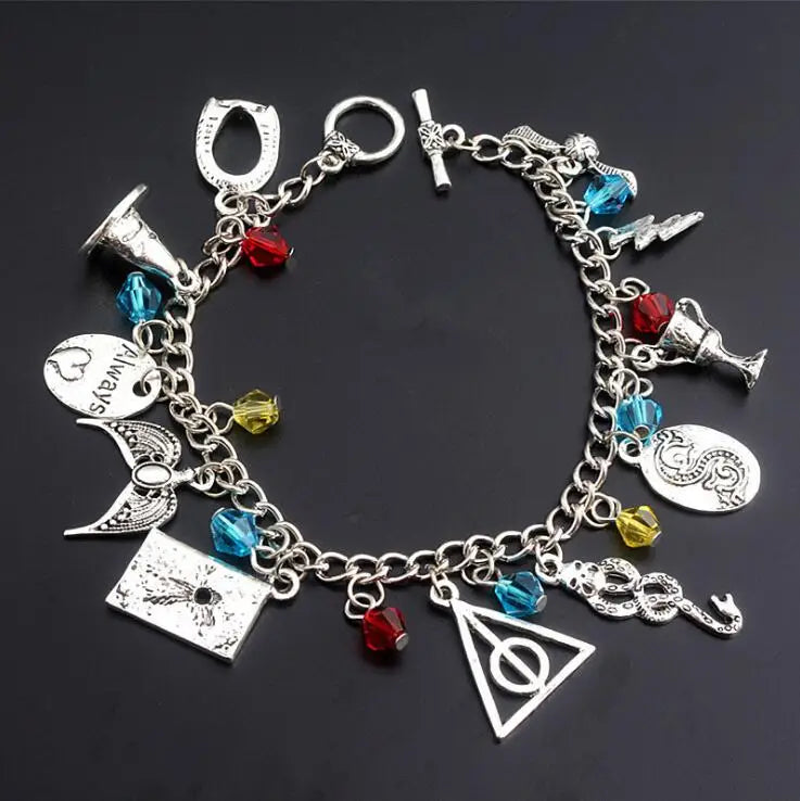 Time Turner Quidditch Jewelry - Harri Potter Combination Bracelet Pendants - Silver and Gold Plated Charms-