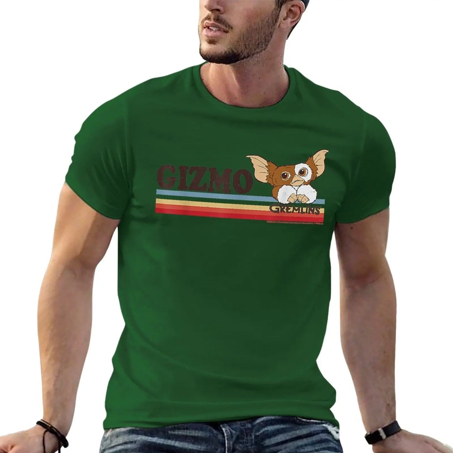 New Gremlins Gizmo - Retro Stripes - Essential T-Shirt - Sublime T Shirt - Black T Shirts - Sweat Shirt - T Shirts Men-Green-M-