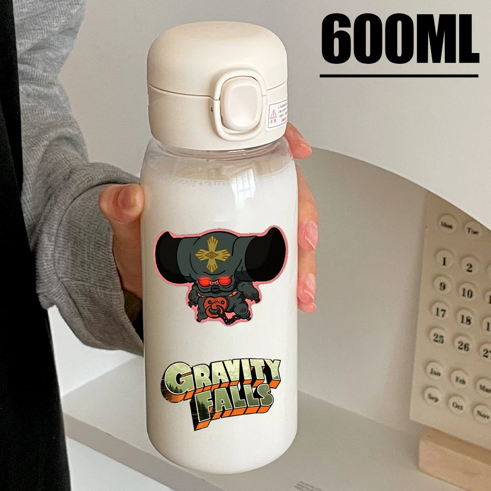 Disney Gravity Falls Water Bottle - 600ML Leak-Resistant Portable Drinking Cup - Transparent PC Design Featuring Dipper and Mabel-GDXZ-14-600ml-