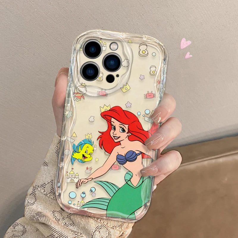 Little Mermaid Girl Phone Case for iPhone 15 14 13 12 11 - Silicon Wave Oil Protection-