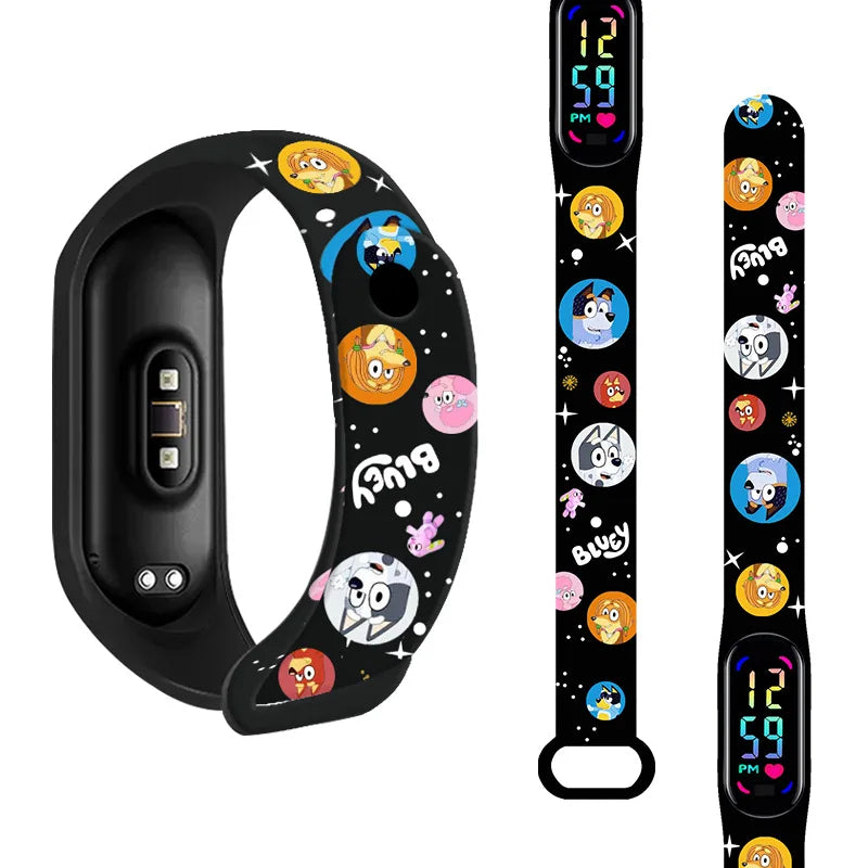 Bluey & Bingo Watch - Colorful Printed Cartoon Electronic Watch - Waterproof Anime Toy - Perfect for Kids’ Gifts-