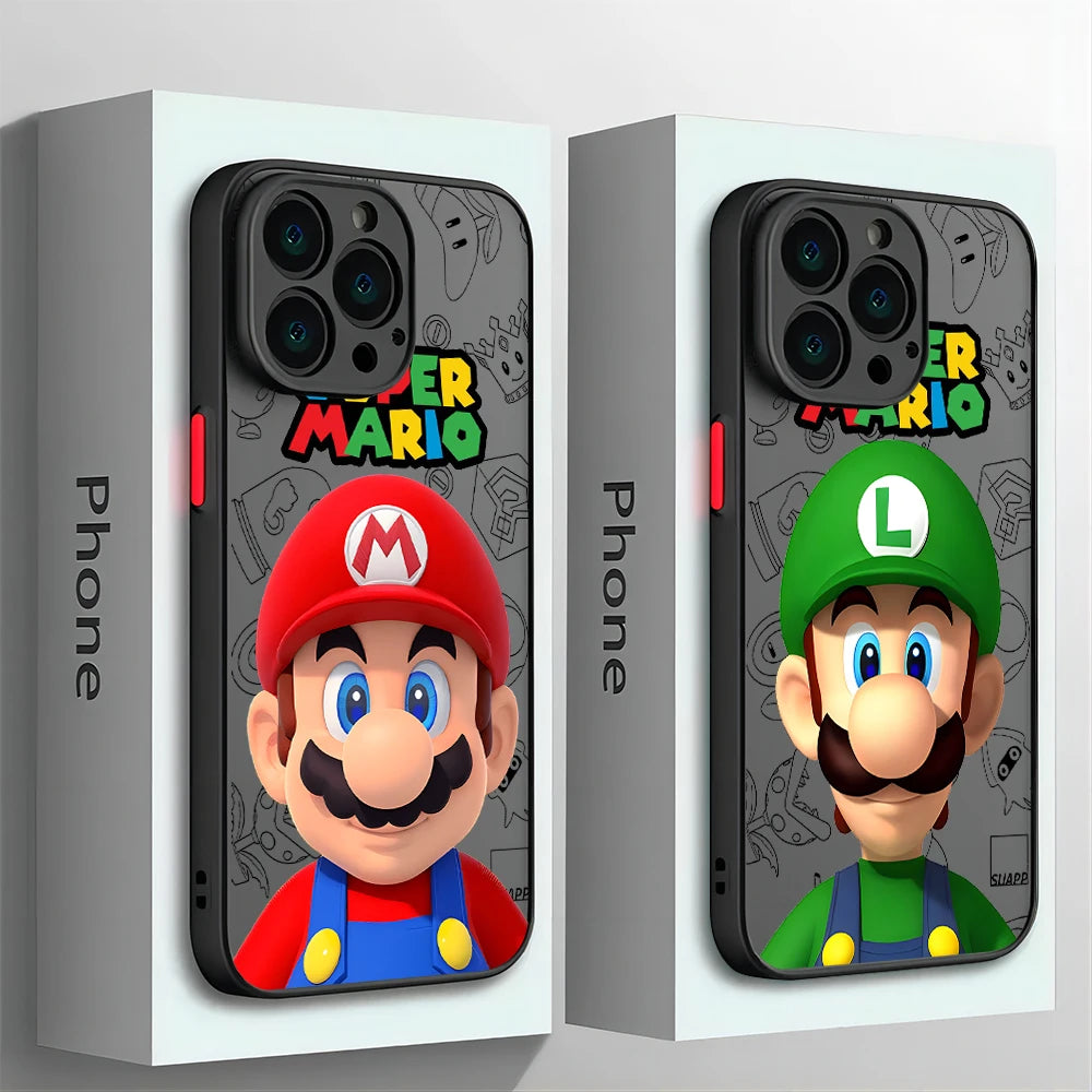 Super Mario Bros Game Phone Case for iPhone 15 14 13 12 11 - Matte Transparent Back Cover-