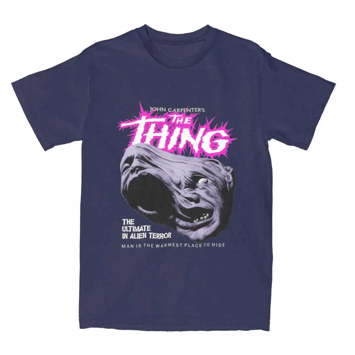 Funny Horror Sci-Fi Movie T-Shirts - The Thing - John Carpenter-Navy Blue-S-