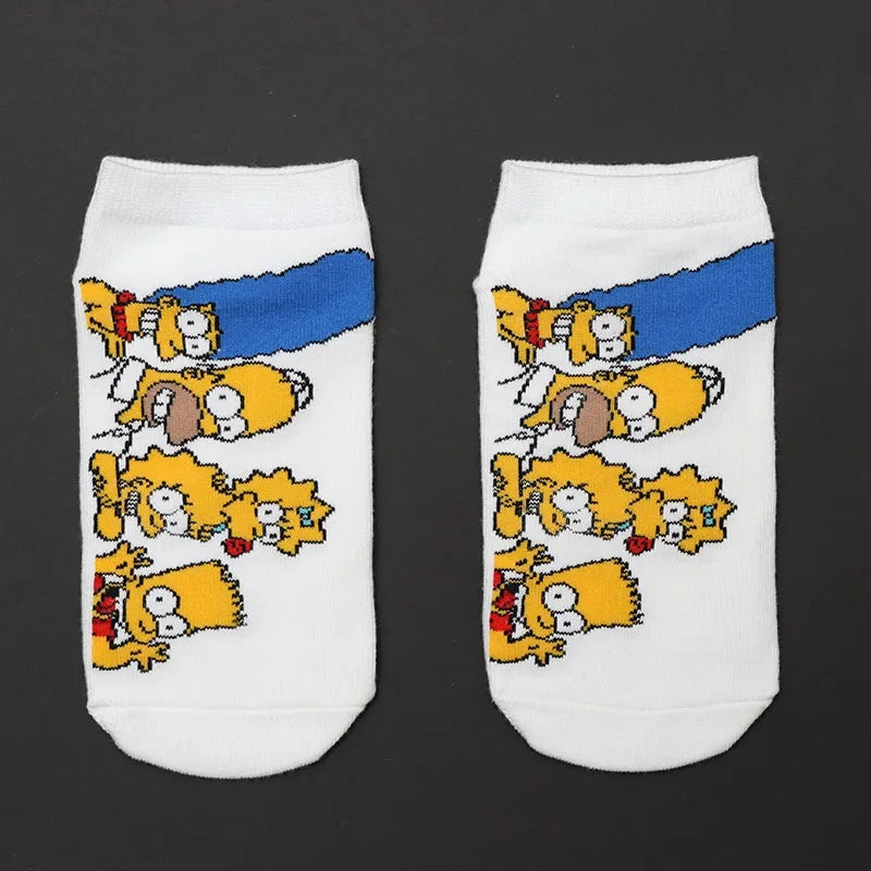 Novelty Simpsons Socks - Happy Cotton Style - Fun and Fashionable Gift for Women or Teens Retro Cartoon Lovers-14-one size-