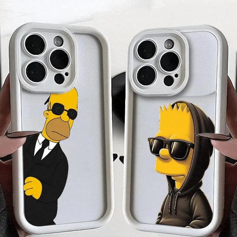 Funny Disney Simpsons Phone Case for iPhone 11 15 Pro Max 14 - Shockproof Silicone Funda Cover-