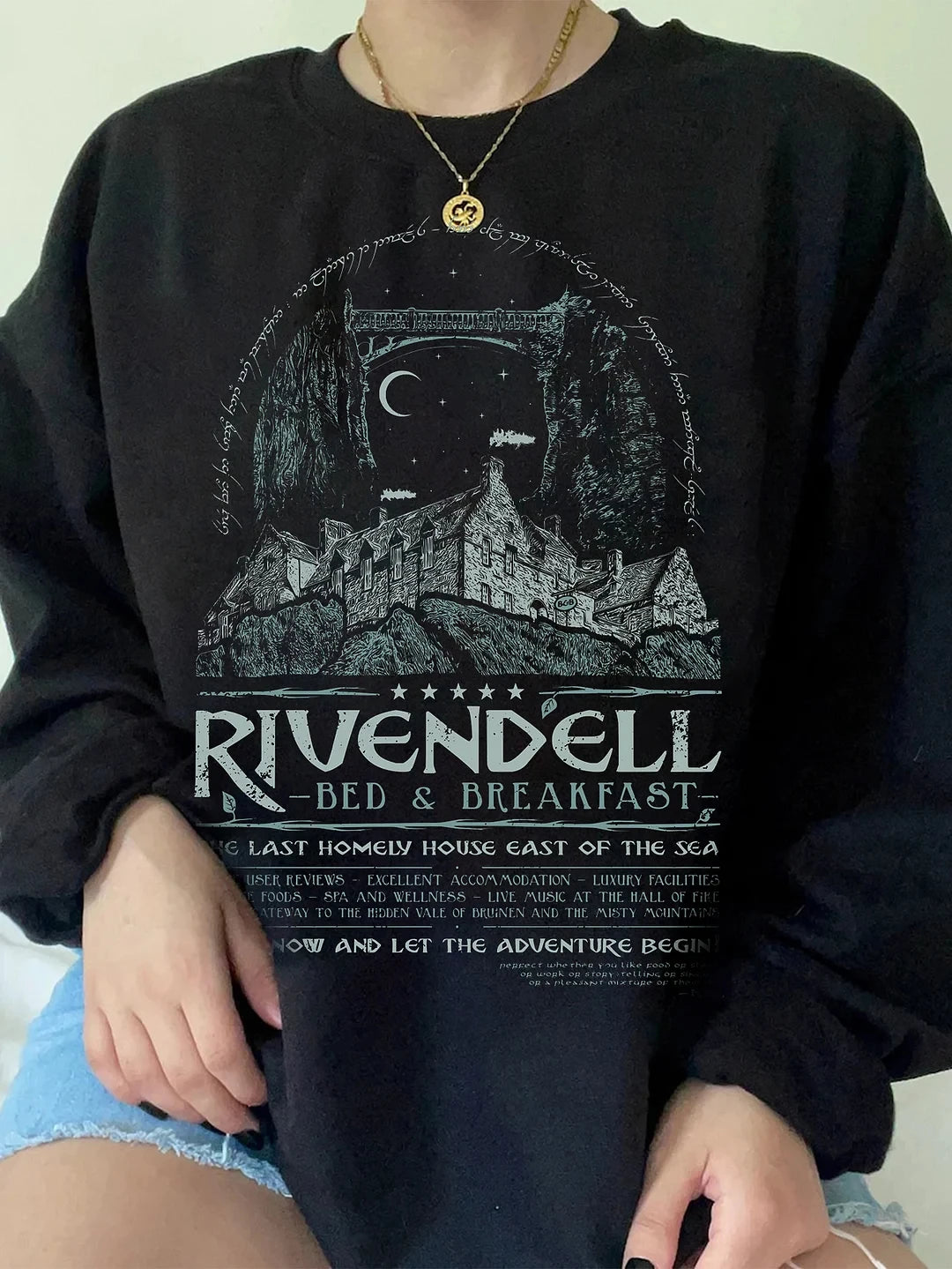 Rivendell Inspired Tee - Lord of The Rings - Hand Screen Printed - Unisex Y2K Loose Pullovers for Fall-