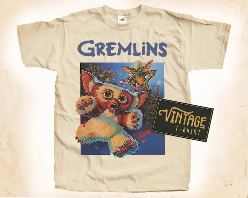 Gremlins V3 T Shirt - Tee Natural Vintage - Cotton Movie Poster - All Sizes-