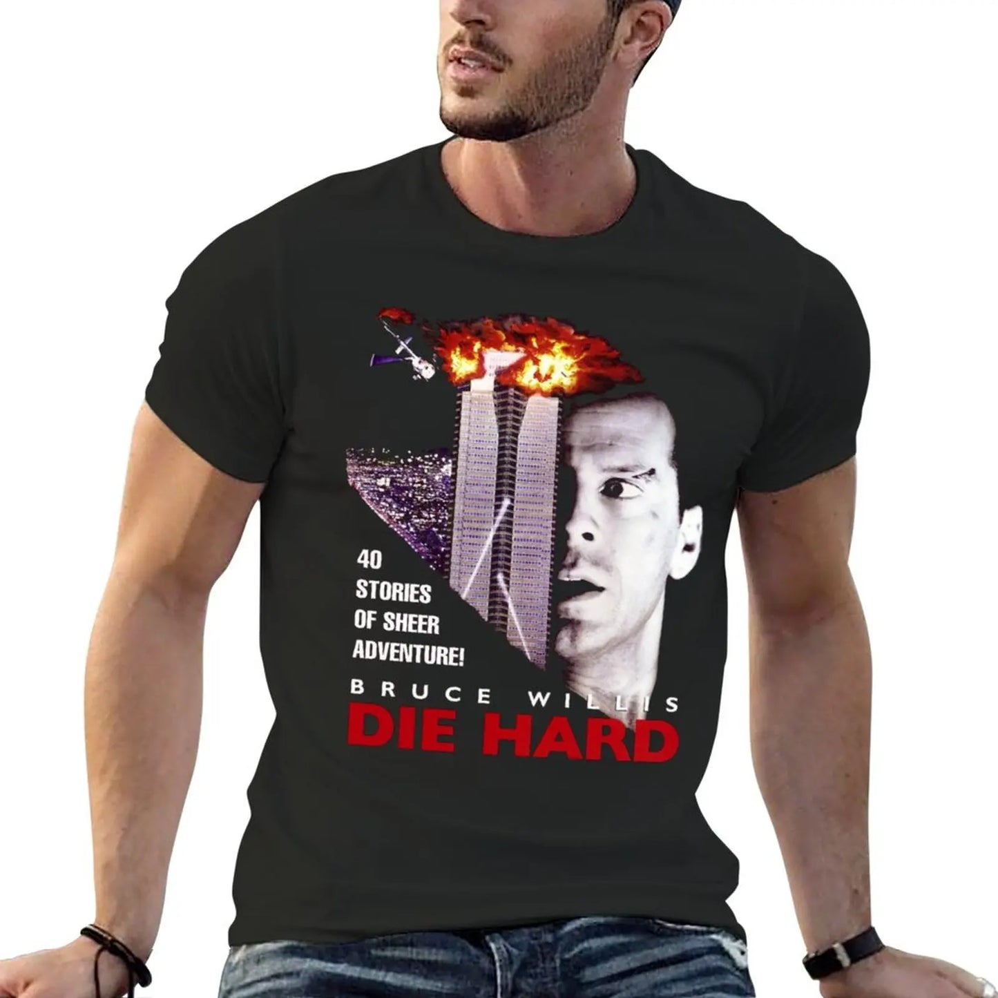 DIE HARD - (Only works with black) - T-Shirt Blank - Graphics T-Shirt - Plain Black Tees for Men-