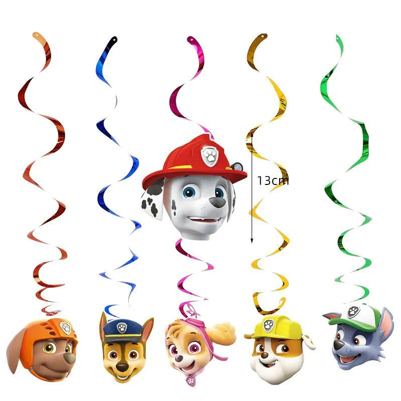 Paw Patrol Birthday Decorations Happy Birthday Backdrop Banner Plates Cups - Paper Tableware Set Balloons - Kids Boy Party Supplies-6pcs Hanging screws-