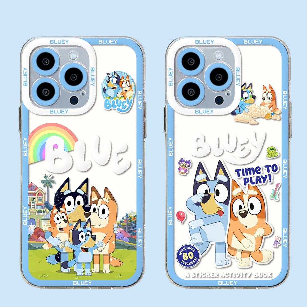 Cartoon Dog B-Bluey's Phone Case for iPhone 16 15 14 13 12 11 Mini Pro Max - B-Bandits-Chillis Cover-