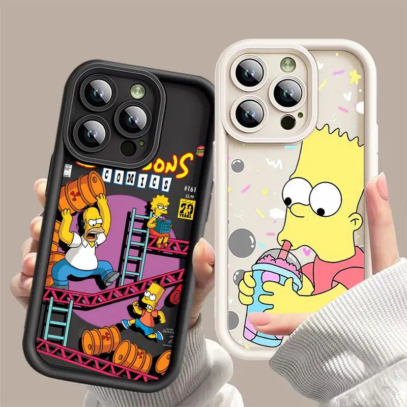 Simpsons Case for Apple iPhone 11 15 Pro Max 14 Plus 13 12 - Shockproof Protective Shell, Silicone Cover-