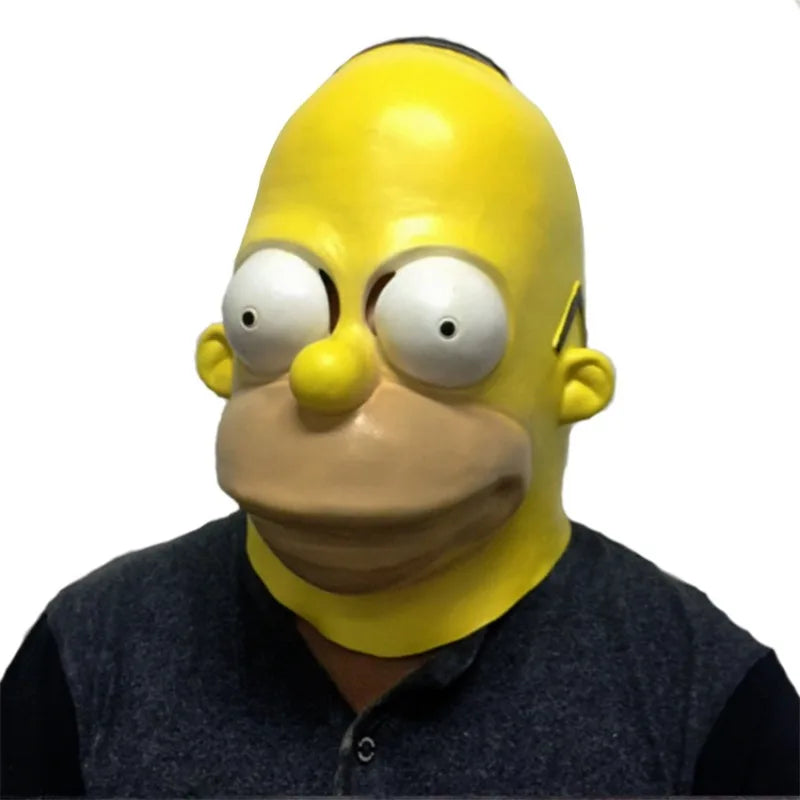 Simpsons Homer Latex Cosplay Mask - Fun Halloween or Carnival Prop - Perfect for Dad or Party Enthusiasts-Homer-