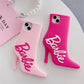 Cute Barbie Cartoon High-heeled Shoes Phone Case for iPhone 15 14 13 12 Pro Max - Shockproof, Soft Silicone Protective Cover-