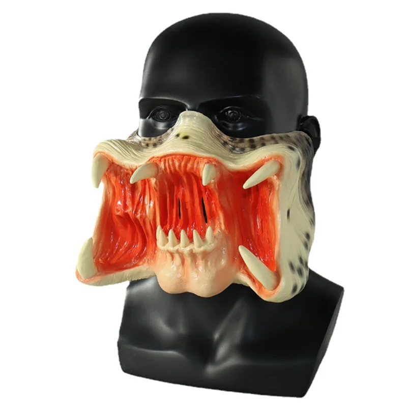 Halloween Predator Latex Half-Face Mask - Scary Cosplay Costume for Adults-