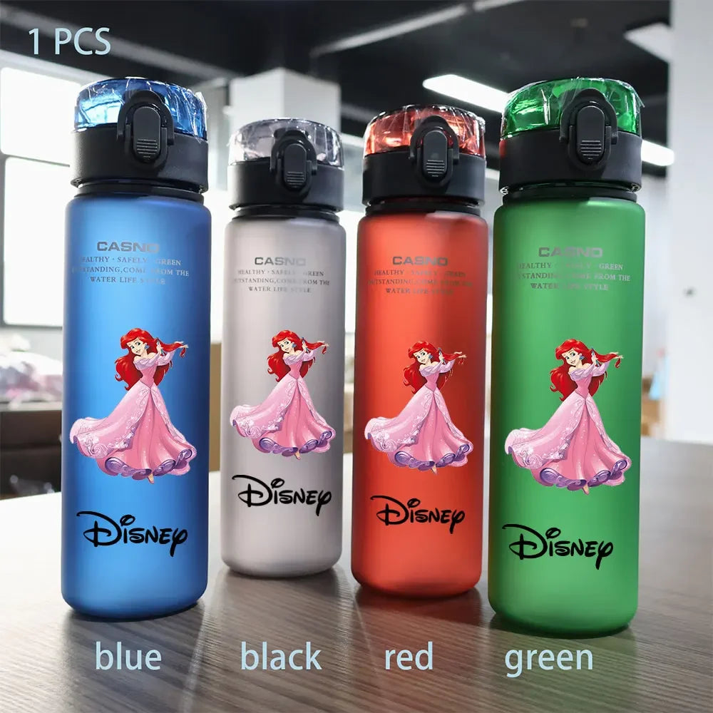 Disney Princess Plastic Water Cup - 560ML Portable Elsa and Snow White Cartoon Girls Drinking Bottle-gz-4-Only Grey bottle-