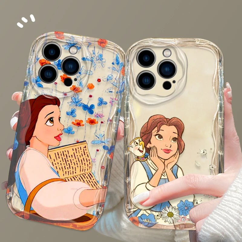 Beauty and the Beast Princess Phone Case for iPhone 15 14 13 12 11 - Wave Oil Cover for Protection-