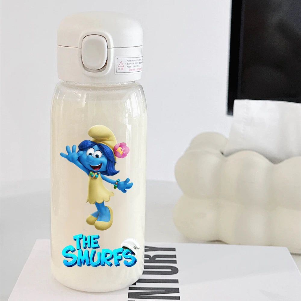 The Smurfs Straw Water Bottle - Large Capacity Cartoon Cup for Kids, Outdoor Sports, Portable Retro Anime Gift-27-600ML-