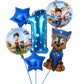 Paw Patrol Birthday Decorations Happy Birthday Backdrop Banner Plates Cups - Paper Tableware Set Balloons - Kids Boy Party Supplies-Number Balloon 1-