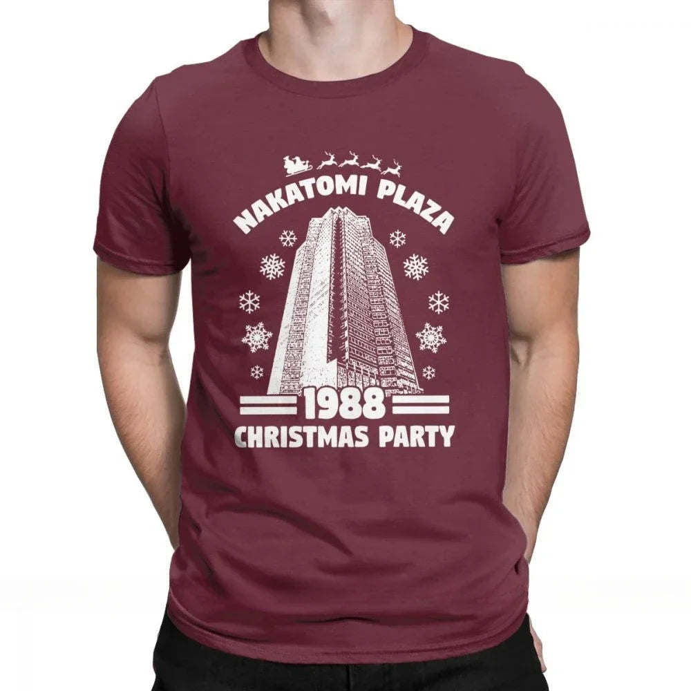 Men's T-Shirt - Nakatomi Plaza - Funny Die Hard Christmas - Party 1988 Tee Shirt - O Neck Cotton Clothes - S-5XL Short Sleeve - New Arrival-AT-10-XXXL-