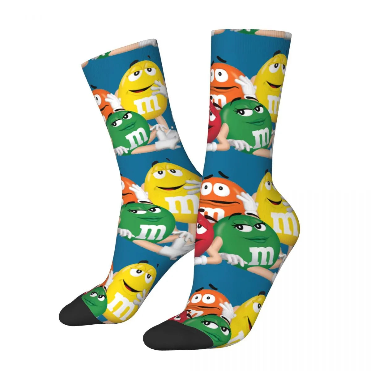 M Chocolate Candy Character Socks - Funny Men's Vintage Harajuku - Hip Hop Novelty Seamless Crew Crazy Gift-5-One Size-