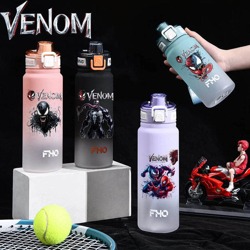 Marvel Venom Kettle - Portable Plastic Water Bottle - Animation Peripheral Spider-Man Drinking Cup for Students-