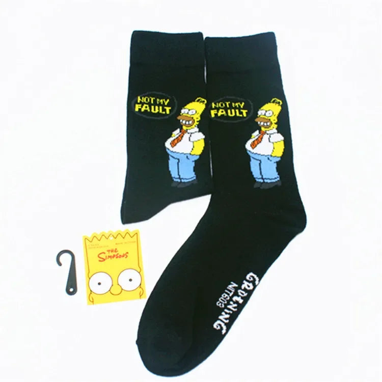 Simpsons Cotton Socks - Funny and Fashionable Hip-Hop Style - Perfect Gift for Girlfriend or Wife Simpsons Fan-15-EUR 35-42-