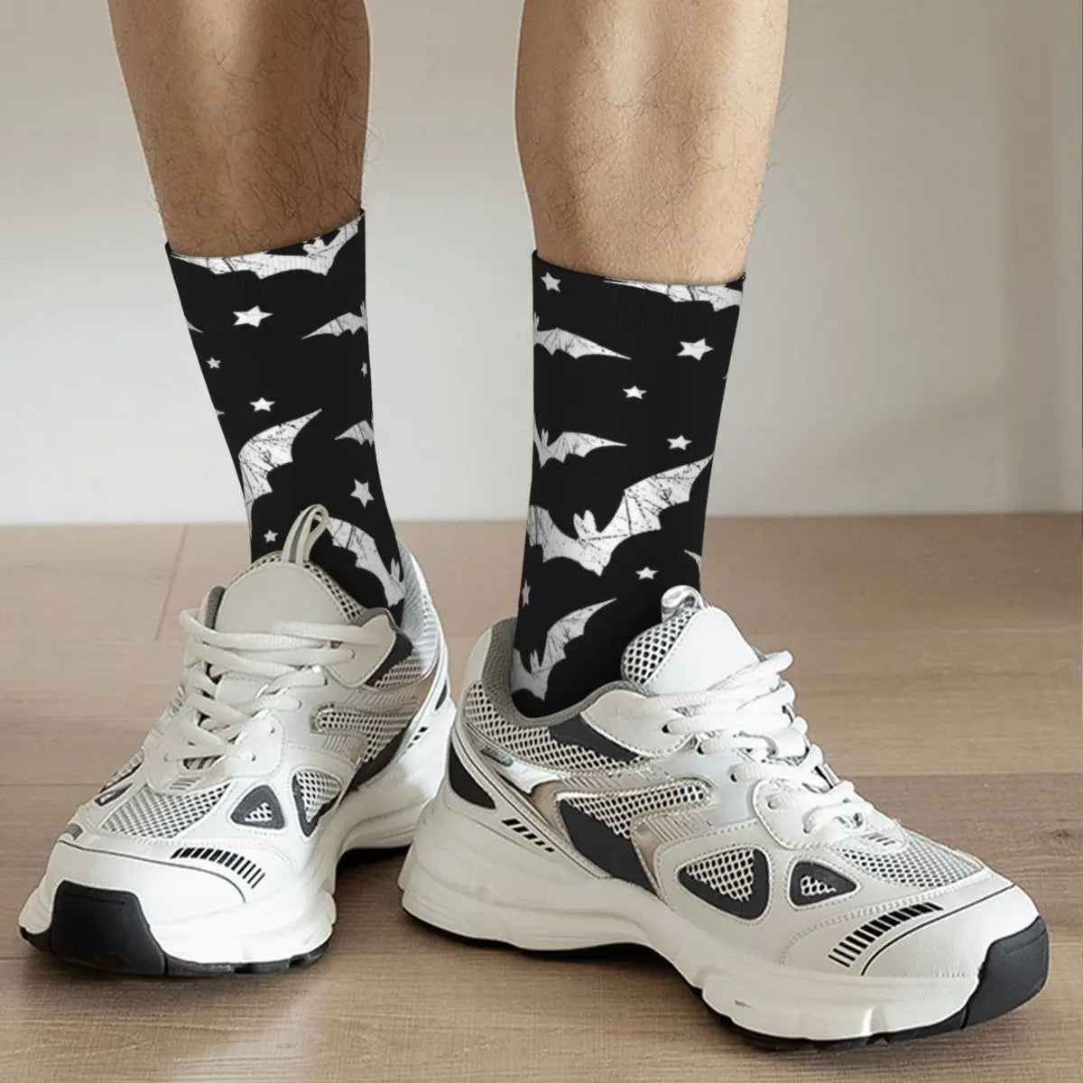 Colorful Bat Halloween Gothic Basketball Socks Polyester Crew Socks for Women Men Non-slip-