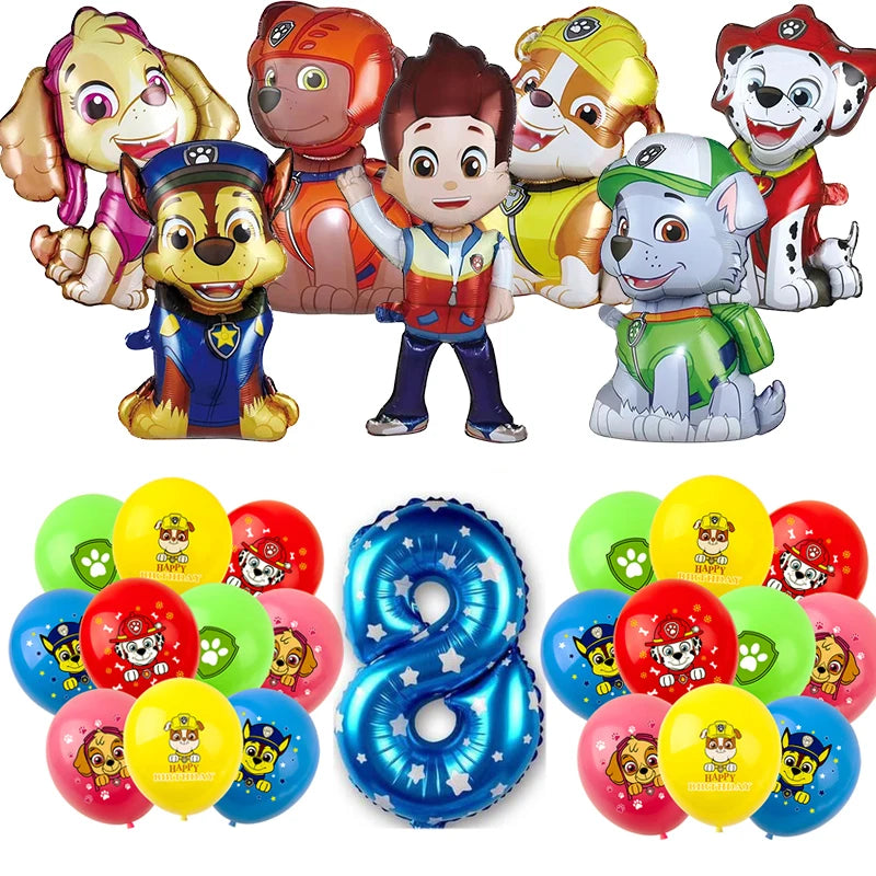 Paw Patrol Birthday Party Decorations Tableware Supplies Balloons Paper Party Plate Cup Napinks Gift Bag Baby Shower Kids Happy-number 8-