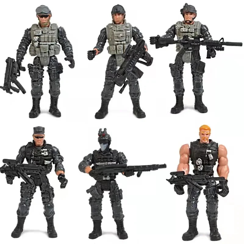 6pcs Elite Force Military Action Figure Set - Retro 90s Toy Gift for Kids & Collectors-