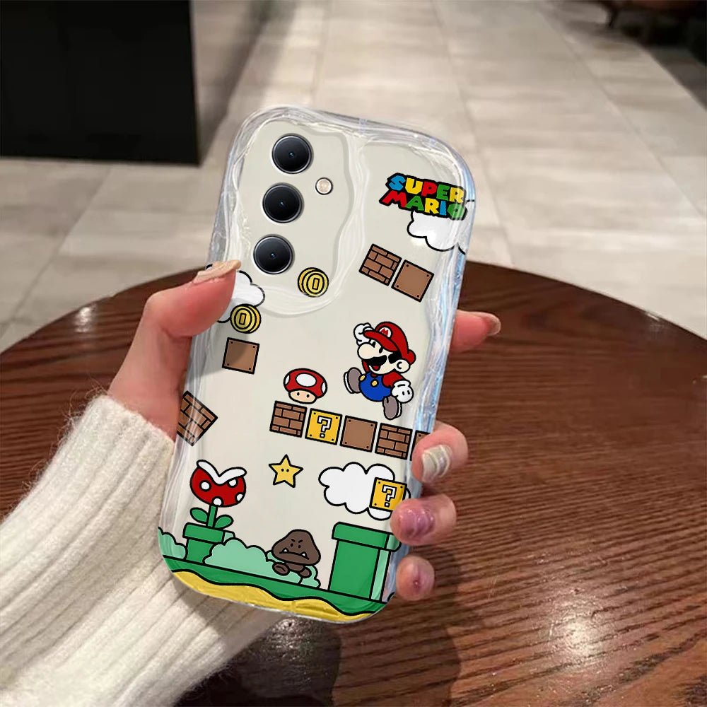 Funny 3D Wave Mario Bros Phone Case for Samsung Galaxy S24, S23, S21, S20 FE Plus Ultra - Soft Silicone Back Cover-NYT-29cc24071733-Samsung S24 5G-