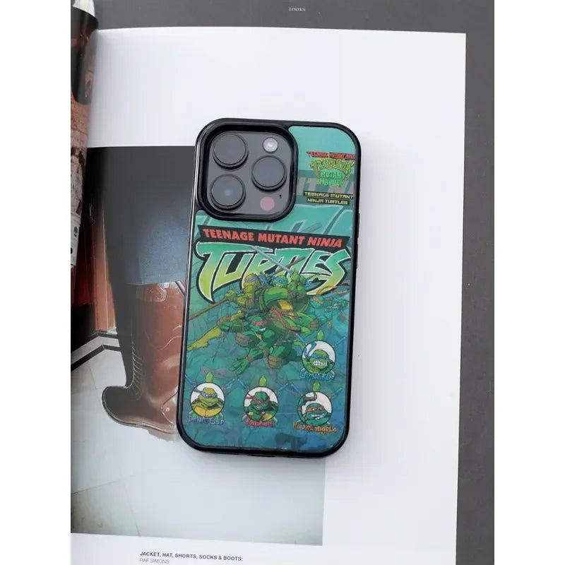 Teenage Mutant Ninja Turtles TMNT Case for iPhone 15 14 13 Pro Max - Laser Gradient Frosted, Cartoon Phone Case-